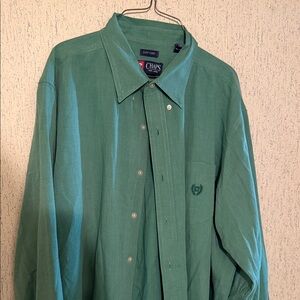 Chaps Teal Casual Button Down Shirt